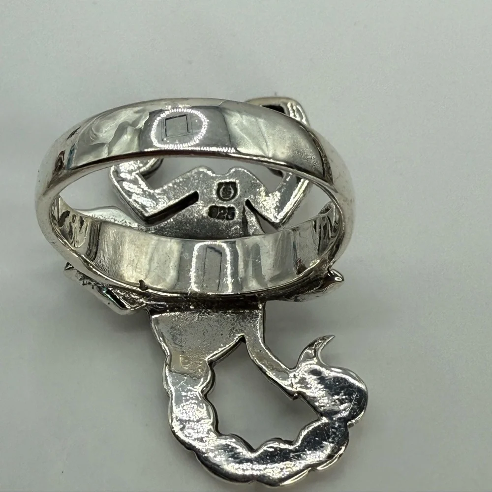Vintage Navajo Sterling Silver Scorpion Statement Ring – Size 8.5, Signed “S”